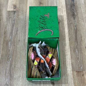 Elite by Corky’s Multicolored Fisherman Leather Wedge Sandals